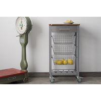 Carrello da cucina con ruote con piano color Ciliegio, ONDA ALUMINIUM