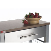 Carrello da cucina con ruote con piano color Ciliegio, ONDA ALUMINIUM