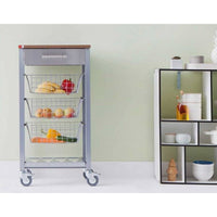 Carrello da cucina con ruote con piano color Ciliegio, ONDA ALUMINIUM