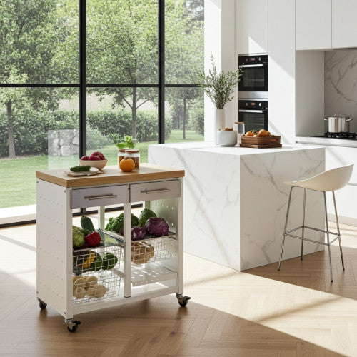 Carrello da cucina doppio trasformabile in tavolino, EKO