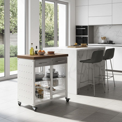 Carrello da cucina doppio trasformabile in tavolino, EKO