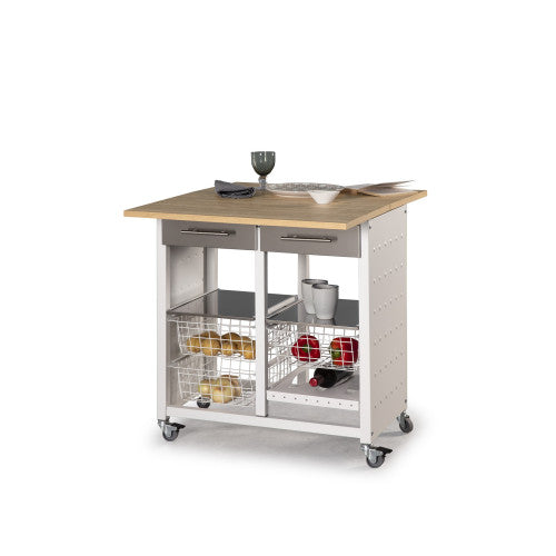 Carrello da cucina doppio trasformabile in tavolino, EKO