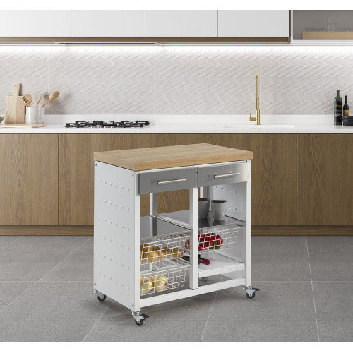 Carrello da cucina doppio trasformabile in tavolino, EKO