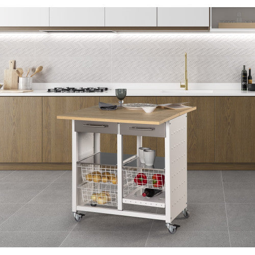 Carrello da cucina doppio trasformabile in tavolino, EKO