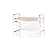 Carrello da Cucina FIESTA con 4 Cestelli Estraibili – Mobile Ausiliario Multiuso, Bianco e Faggio