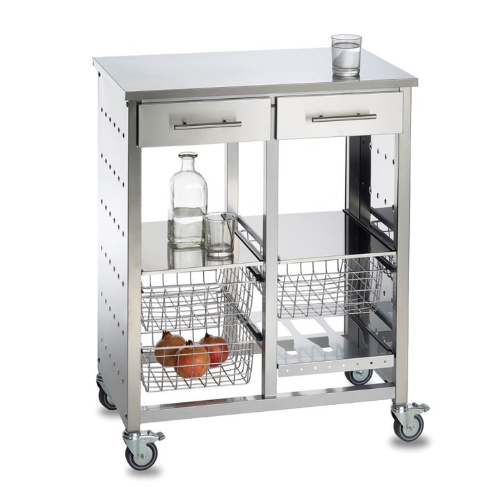 Carrello da cucina grande, molto elegante e con grande capacità, MALMÖ INOX