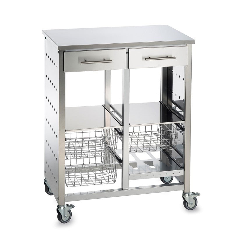 Carrello da cucina grande, molto elegante e con grande capacità, MALMÖ INOX