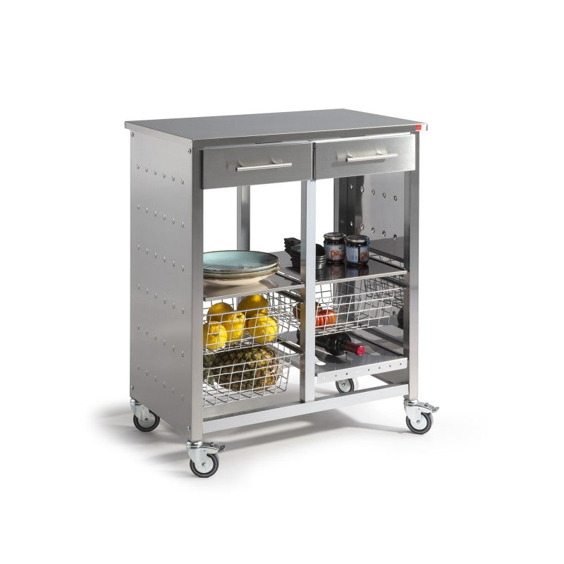 Carrello da cucina grande, molto elegante e con grande capacità, MALMÖ INOX