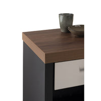 Carrello da cucina KARA nero con cassetto, 3 cestelli e ripiano effetto legno