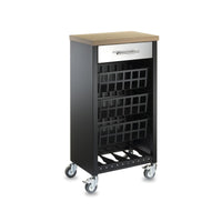 Carrello da cucina KARA nero con cassetto, 3 cestelli e ripiano effetto legno