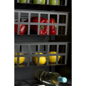 Carrello da cucina KARA nero con cassetto, 3 cestelli e ripiano effetto legno