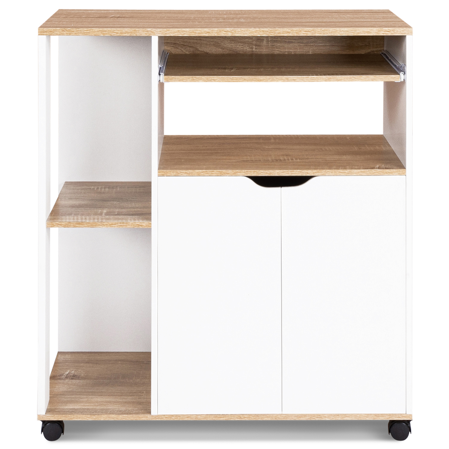 IDMarket - Carrello da cucina legno bianco e ante di faggio L.76 cm COSI