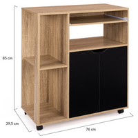 IDMarket - Carrello da cucina legno di faggio e ante nere L.76 cm COSI