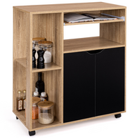 IDMarket - Carrello da cucina legno di faggio e ante nere L.76 cm COSI