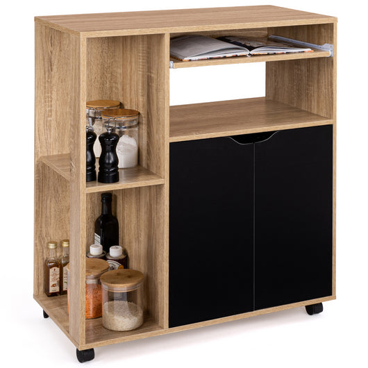 IDMarket - Carrello da cucina legno di faggio e ante nere L.76 cm COSI