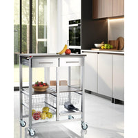 Carrello da cucina ONDA ALLUMINIO DOPPIO