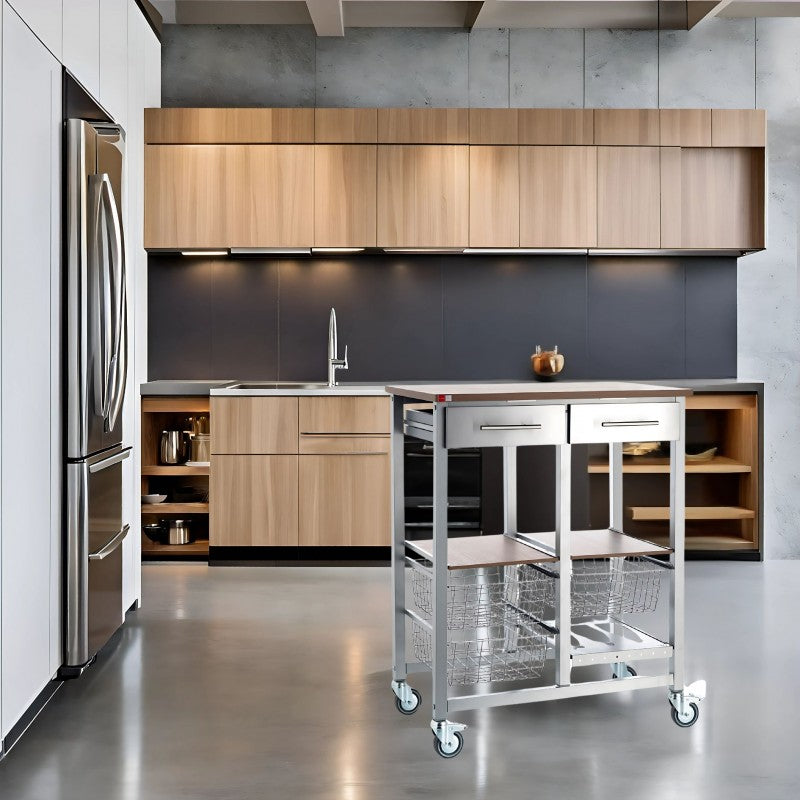 Carrello da cucina ONDA ALLUMINIO DOPPIO