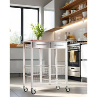 Carrello da cucina ONDA DOBLE – Carrello in metallo doppio con 3 cestelli, 2 cassetti, portabottiglie