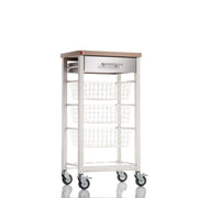 Carrello da cucina su ruote con piano color olmo, ONDA