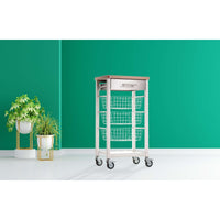 Carrello da cucina su ruote con piano color olmo, ONDA