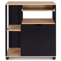 IDMarket - Carrello da cucina vassoi in legno nero e faggio L.76 cm COSI