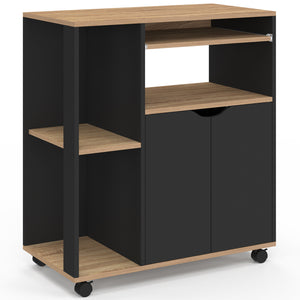 IDMarket - Carrello da cucina vassoi in legno nero e faggio L.76 cm COSI