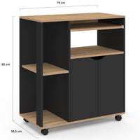 IDMarket - Carrello da cucina vassoi in legno nero e faggio L.76 cm COSI