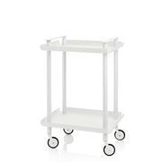 Carrello da Cucina/Portaoggetti  in metallo con 2 ripiani, struttura bianca, LEKY
