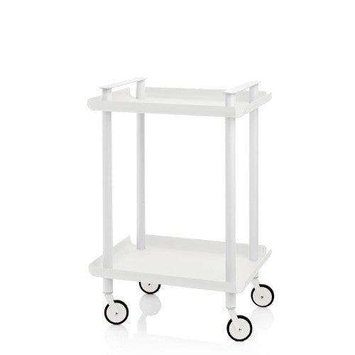 Carrello da Cucina/Portaoggetti  in metallo con 2 ripiani, struttura bianca, LEKY