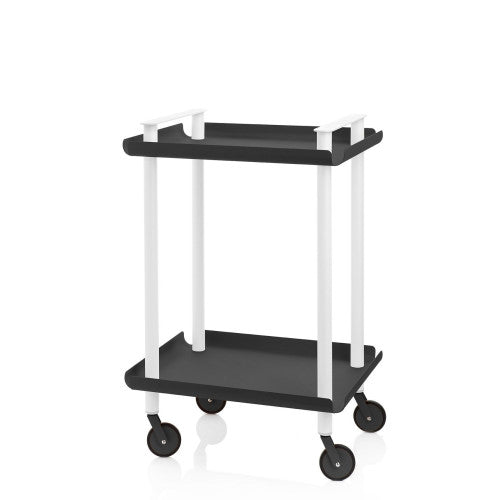 Carrello da Cucina/Portaoggetti  in metallo con 2 ripiani, struttura bianca, LEKY