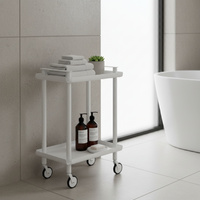 Carrello da Cucina/Portaoggetti  in metallo con 2 ripiani, struttura bianca, LEKY