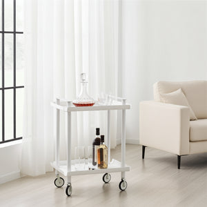 Carrello da Cucina/Portaoggetti  in metallo con 2 ripiani, struttura bianca, LEKY