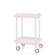 Carrello da Cucina/Portaoggetti  in metallo con 2 ripiani, struttura bianca, LEKY