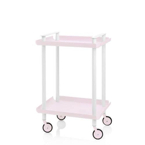 Carrello da Cucina/Portaoggetti  in metallo con 2 ripiani, struttura bianca, LEKY