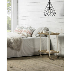 Carrello da Cucina/Portaoggetti  in metallo con 2 ripiani, struttura bianca, LEKY