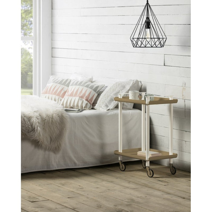 Carrello da Cucina/Portaoggetti  in metallo con 2 ripiani, struttura bianca, LEKY