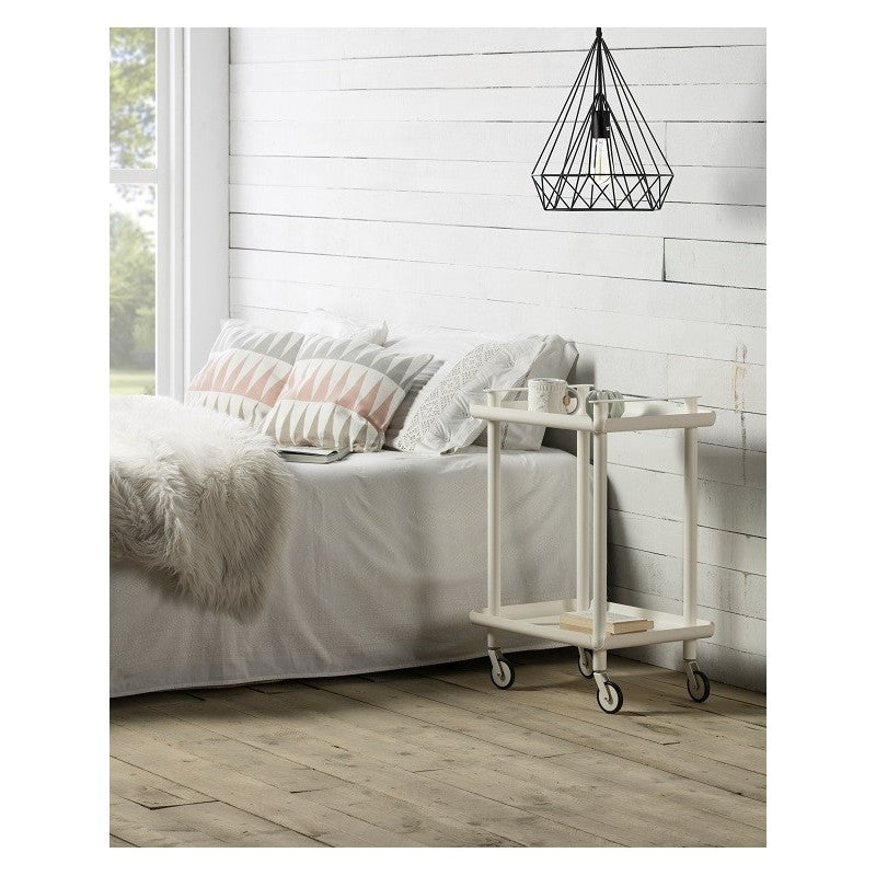 Carrello da Cucina/Portaoggetti  in metallo con 2 ripiani, struttura bianca, LEKY