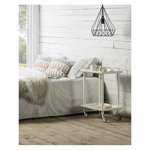 Carrello da Cucina/Portaoggetti  in metallo con 2 ripiani, struttura bianca, LEKY