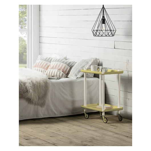 Carrello da Cucina/Portaoggetti  in metallo con 2 ripiani, struttura bianca, LEKY