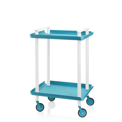Carrello da Cucina/Portaoggetti  in metallo con 2 ripiani, struttura bianca, LEKY