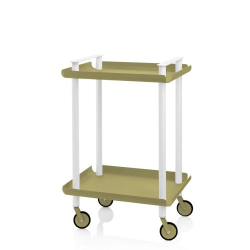 Carrello da Cucina/Portaoggetti  in metallo con 2 ripiani, struttura bianca, LEKY