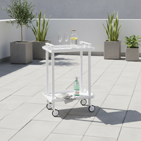 Carrello da Cucina/Portaoggetti  in metallo con 2 ripiani, struttura bianca, LEKY