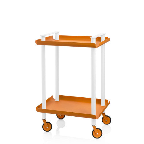 Carrello da Cucina/Portaoggetti  in metallo con 2 ripiani, struttura bianca, LEKY