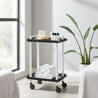 Carrello da Cucina/Portaoggetti  in metallo con 2 ripiani, struttura bianca, LEKY