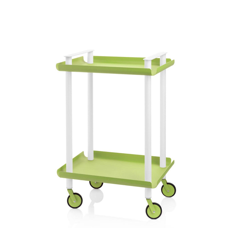 Carrello da Cucina/Portaoggetti  in metallo con 2 ripiani, struttura bianca, LEKY