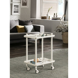 Carrello da Cucina/Portaoggetti  in metallo con 2 ripiani, struttura bianca, LEKY