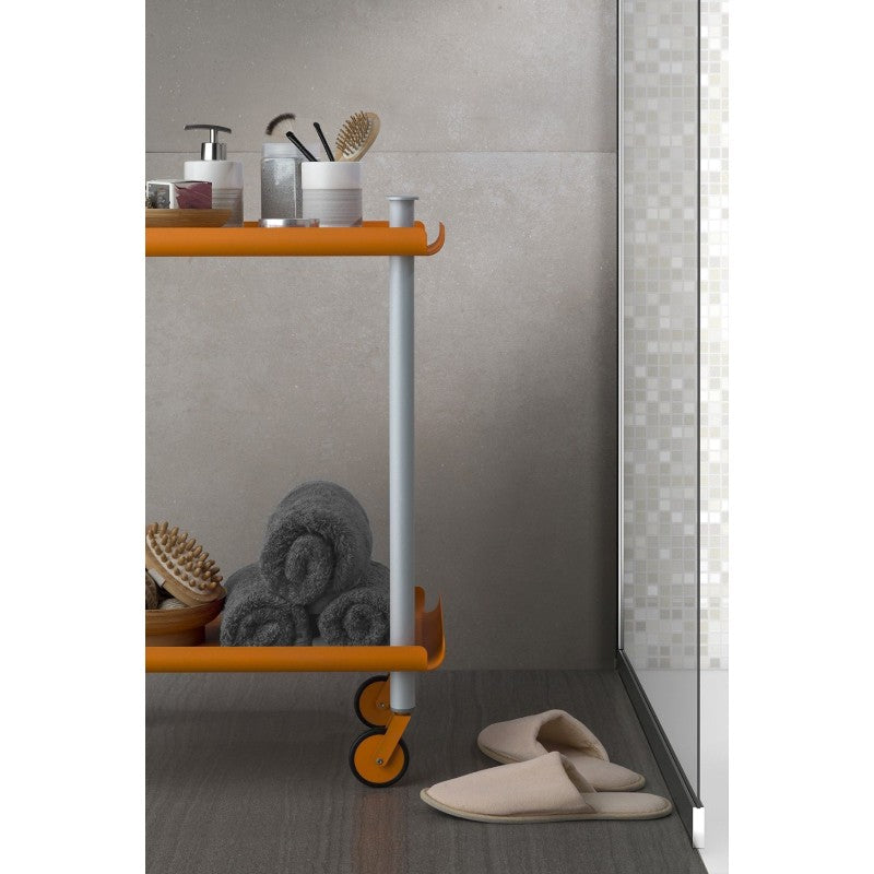 Carrello da Cucina/Portaoggetti  in metallo con 2 ripiani, struttura grigia, LEKY