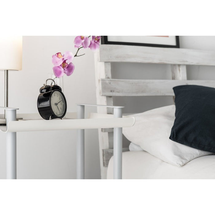 Carrello da Cucina/Portaoggetti  in metallo con 2 ripiani, struttura grigia, LEKY