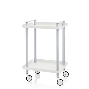 Carrello da Cucina/Portaoggetti  in metallo con 2 ripiani, struttura grigia, LEKY