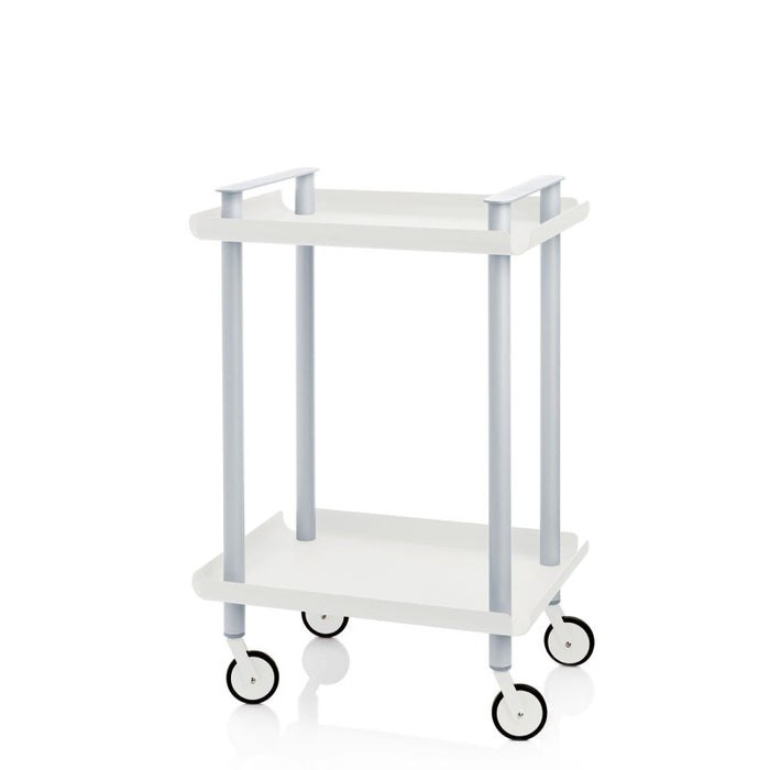 Carrello da Cucina/Portaoggetti  in metallo con 2 ripiani, struttura grigia, LEKY